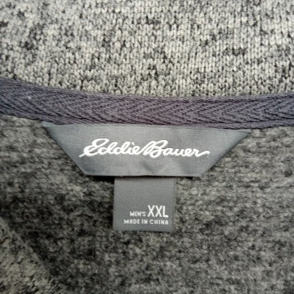 Eddie Bauer Sweater Mens XXL Gray Heather Knit Pullover Button Snap Fleece - Picture 5 of 9